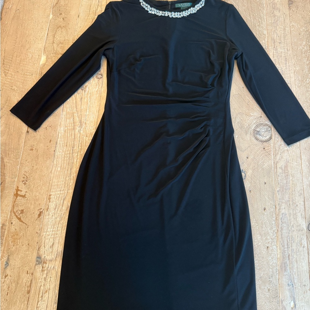 Ralph Lauren Black Embellished Crewneck Sheath Dress 8 - Picture 3 of 13